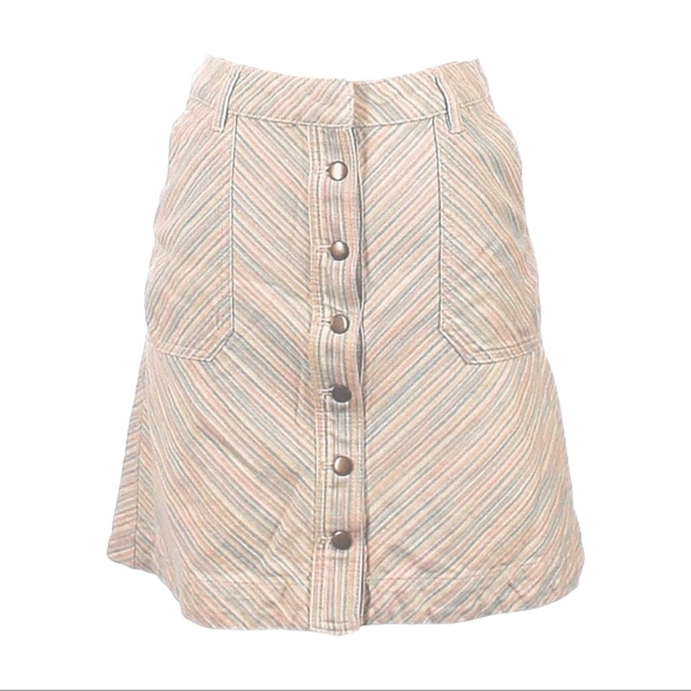 Pilcro Anthropologie Boho Chino Neutral Denim Chevron Striped Skirt Size 0